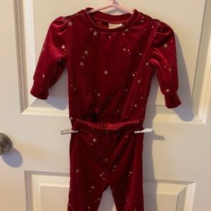 Baby girl red velour set